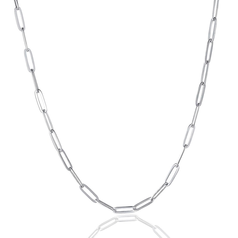 SILVER925 ネックレス ペーパークリップチェーン 45cm男女兼用タイプ （幅約3.55mm重さ約6.00g）
