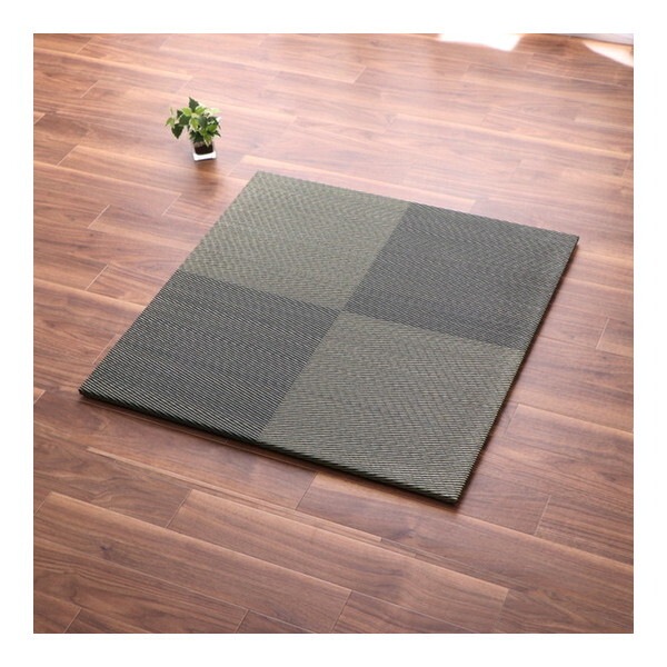 1110440030208 置き畳 ユニット畳 システム畳 国産 日本製 ナチュラルスタイル い草 消臭 抗菌防臭 市松 ブラック 約82×82×2.3cm 単品 メーカー直送