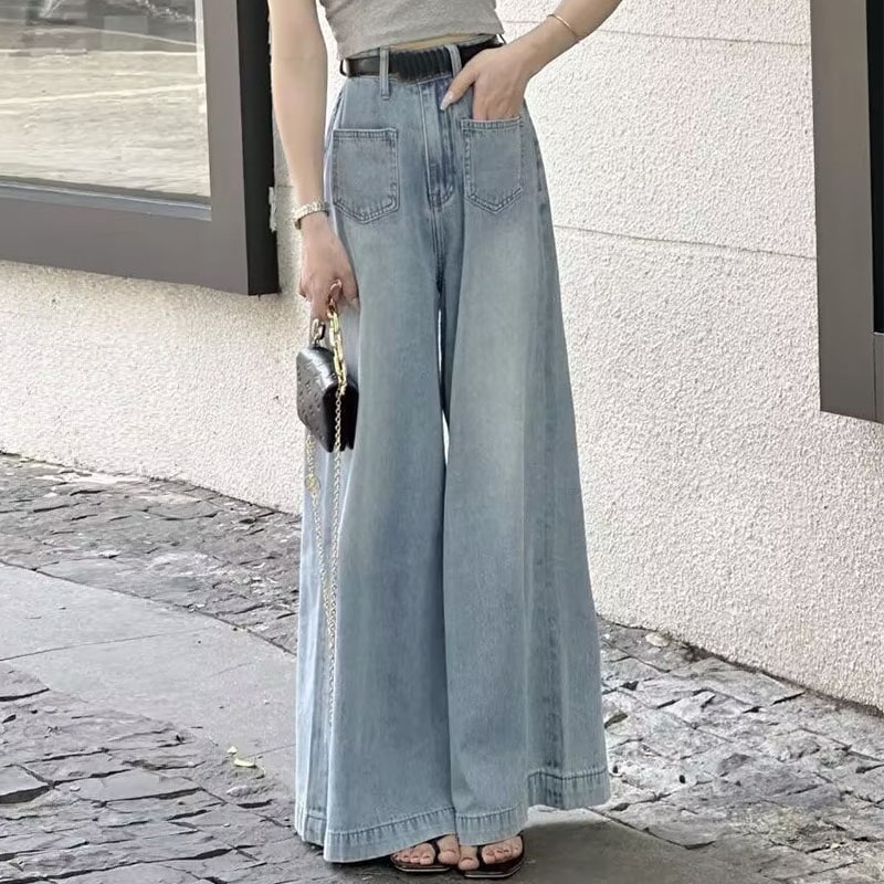 【No.1 人気商品】 高見えデザイン 大注目 フレアシルエット ハイウェスト カジュアル デニムパンツ