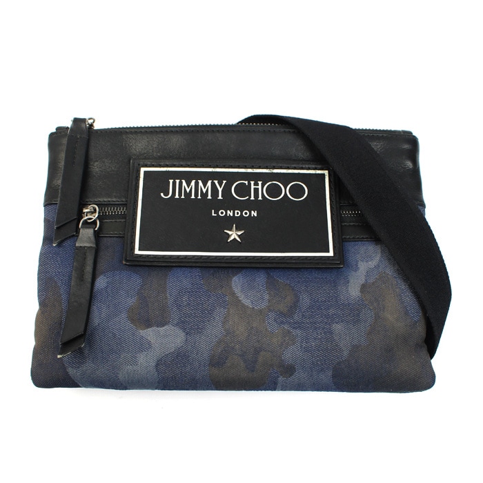 JIMMY CHOO ジミーチュウ カモフラージュ デニム ショルダーバッグ ネイビー KIMI-CDJ-0097 メンズ 中古