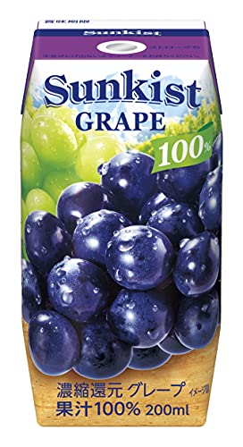 森永乳業サンキスト 100%グレープ 200ml [ ぶどうジュース 紙パック 飲料 ドリンク 飲み物 常温保存 ]24本
