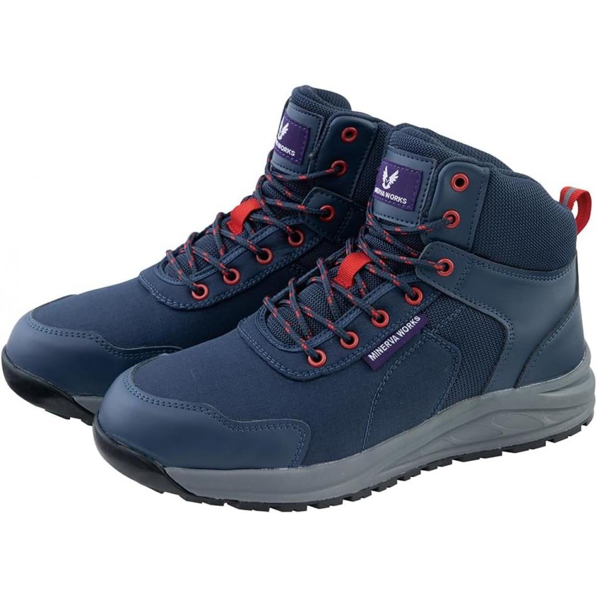 コーコス信岡 ワークギア ハイカット セーフティー 25.5cm ネイビー MW-3200 安全靴 作業靴 先芯入り スニーカー 作業 靴 アウトドア