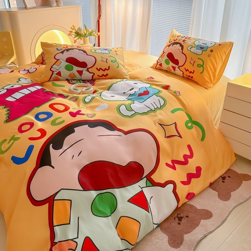 peng-shop[8月の大上新]水洗いシルク氷糸4点セットの涼感布団シーツ糸滑り裸寝シングル3点セット