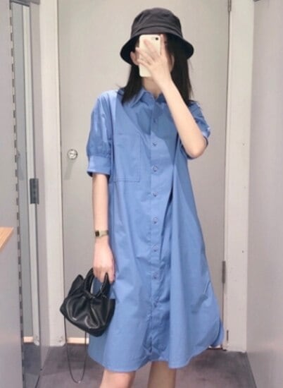 【取寄：納期2週間】シャツワンピース ロング丈 大きいサイズ 夏 半袖 tシャツワンピース 羽織 ロングワンピース