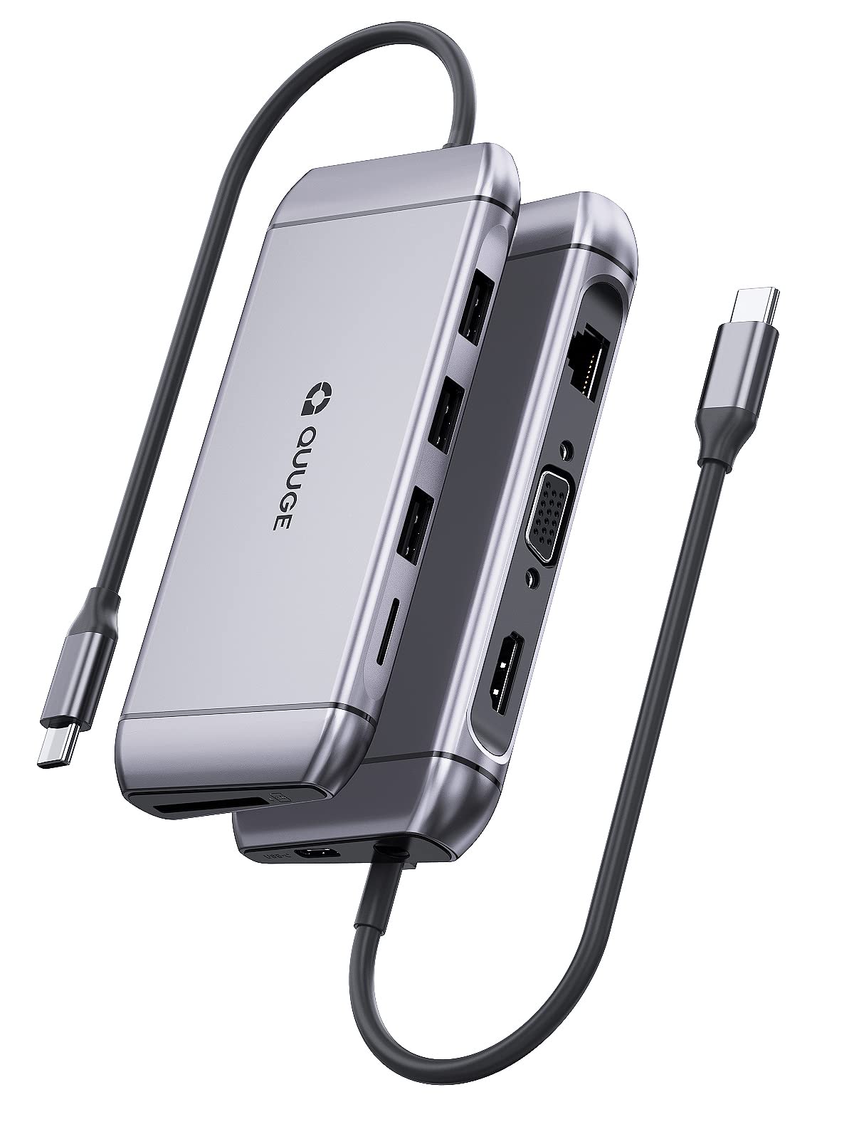 QUUGE 9in1 ドッキングステーション PD急速充電 タイプC ハブ HDMIとVGA併用可 4K@30Hz USB C ドック LAN 1000Mbps Type-c ハブ 9ポート Micrその他PC用アクセサリー