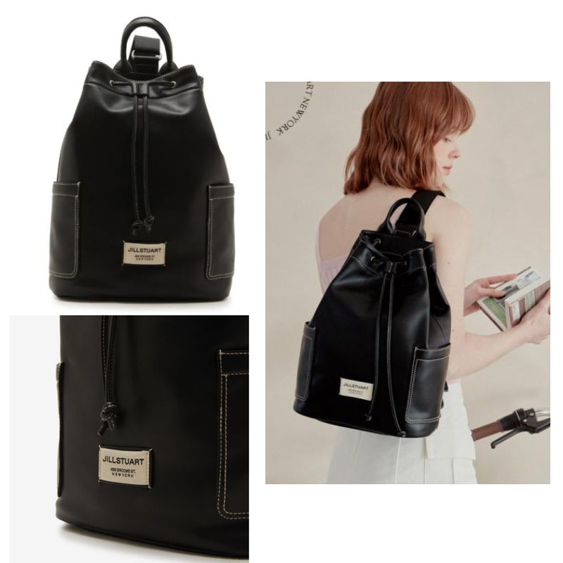 [ジェラート]ブラックビーガンレザーステッチスリングバック