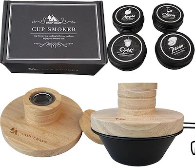 他サイト： 燻製器 キャンプ カップスモーカー シェラカップ グラス カクテル シェラカップ付 360ml 黒ケースの商品画像