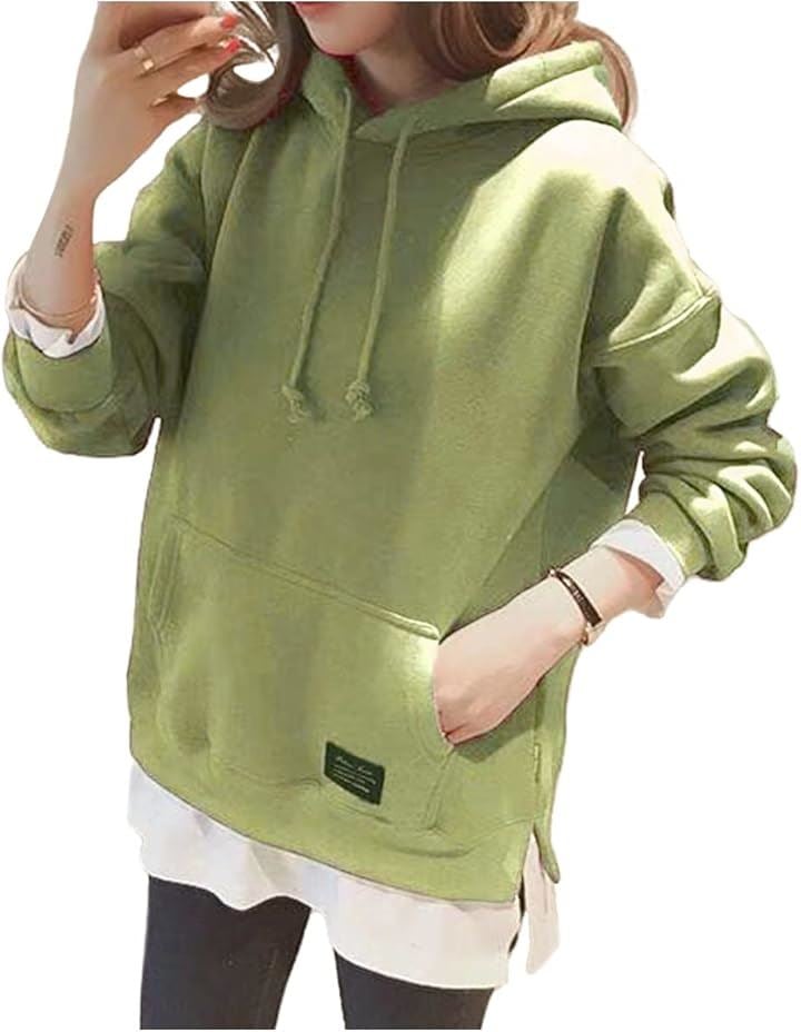 パーカー レディース フード付き スウェット トレーナー ゆったり 韓国 裏起毛(グリーン, S)