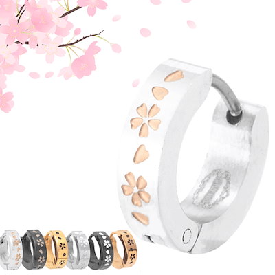 桜 さくら 13mmx4mm ステンレスフープピアス　サージ...のサムネイル