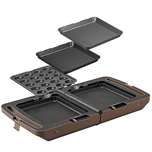 アイリスオーヤマ 両面ホットプレート 平面プレート たこ焼きプレート 焼き肉プレート 同時調理 丸洗い可 コンパクト収納 DPOL-301-T ブラウン