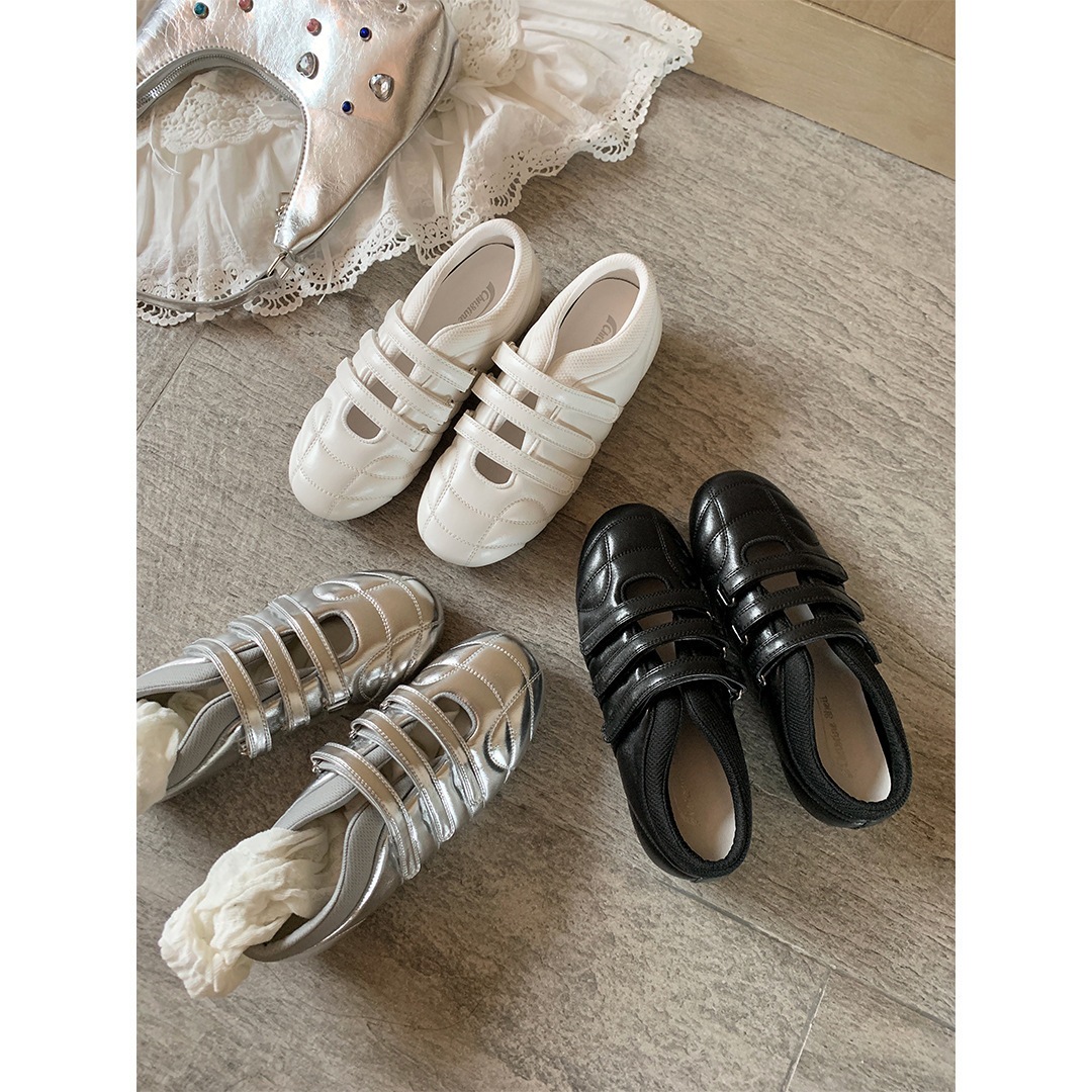 牛革モデル蘇茵茵（スーインイン）3 個マジックテープカジュアルトレーニングシューズ 本革機能的マリージェーンシングルレディースシューズ ボウリングシューズ