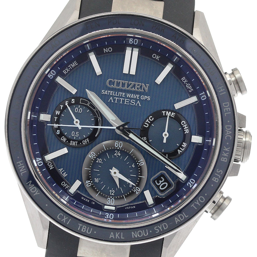シチズン CITIZEN CC4050-18L/F950-0029S02 アテッサ ACT Line クロノグラフ デイト ソーラー電波 メンズ 極美品 保証書付き_934651【中古】
