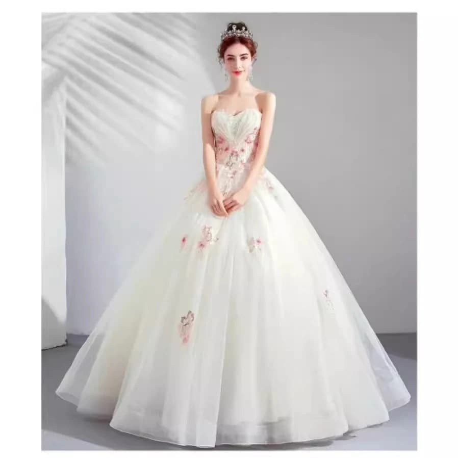 2025フォレスト風ウェディングドレスおしゃれ着痩せローズフラワーシンプルブプリンセス花嫁ウェディングドレス夏