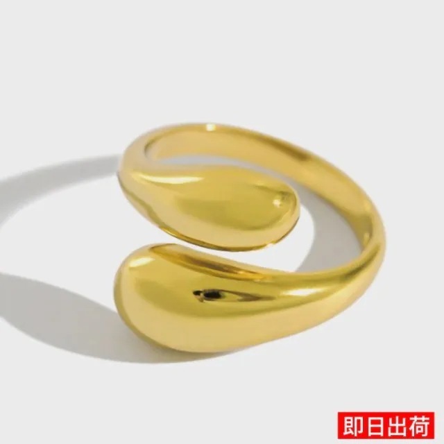 【短納期】指輪 レディース 雫 ドロップ 丸み フリーサイズ プレゼント 女性 カジュアル リング ゴールド プラチナ 記念日 誕生日 クリスマス_fs