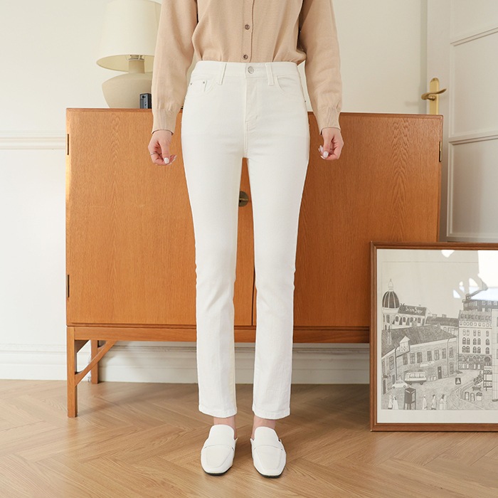 [韓国ファッション] レディース用 ボンディング コットン ストレート コットンパンツ