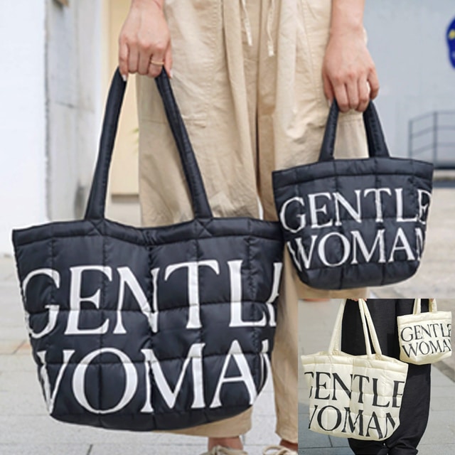 ジェントル ウーマン ユニセックス キルティング トートバッグ エコバッグ 2個セット 2カラー展開 (オフホワイト / ブラック) レディースファッション