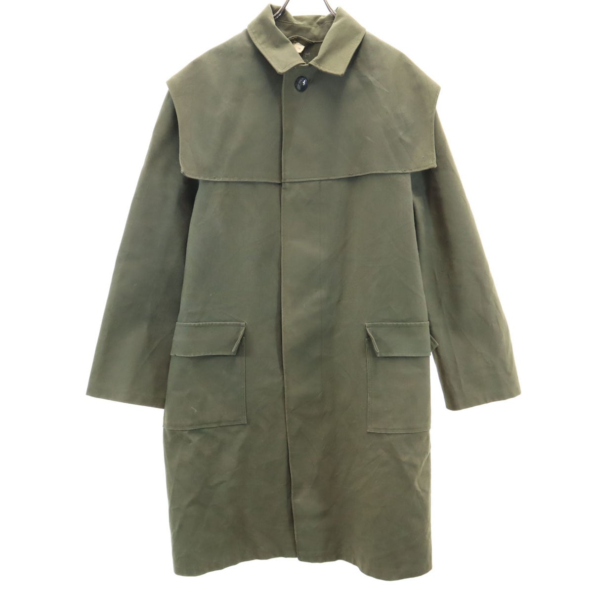 HUNGARY ARMY ハンガリー軍 60s 70s ヴィンテージ ステンカラーコート 170-53 カーキ フードベルト欠損 メンズ 古着