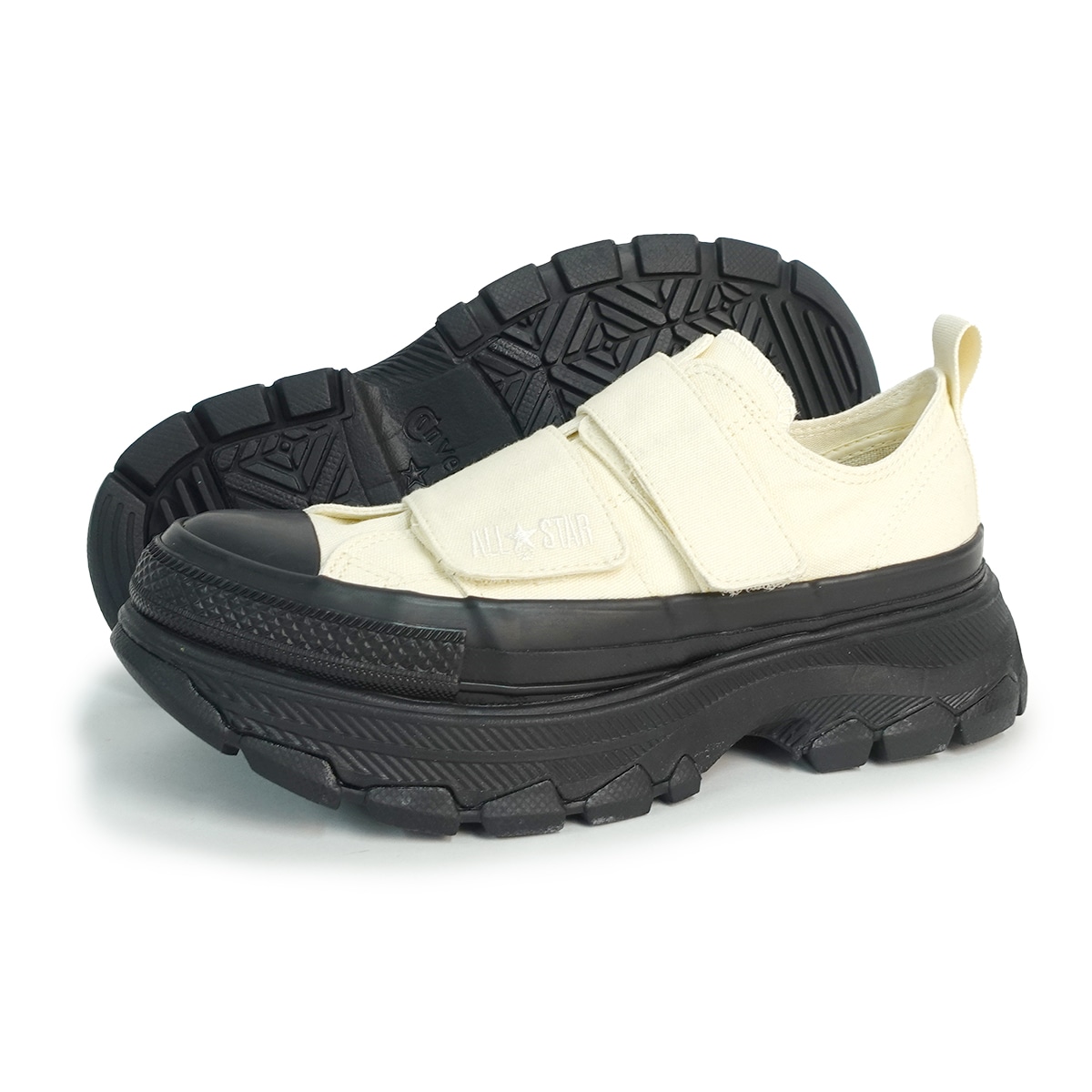 スニーカー 厚底 メンズ レディース オールスター トレックウエーブ V-2 OX エクリュ/ブラック ALL STAR TREKWAVE ベルクロ