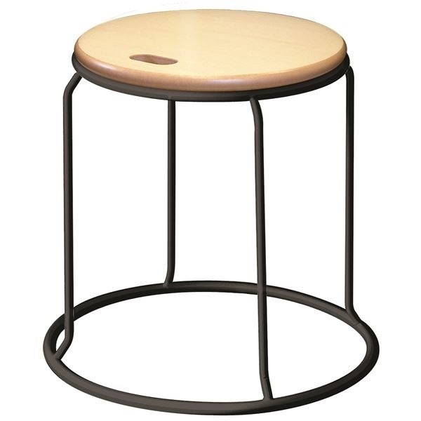 北欧風 スツール/丸椅子 同色5脚セット ナチュラルブラック 幅415mm スチール ウッド リンクスツール