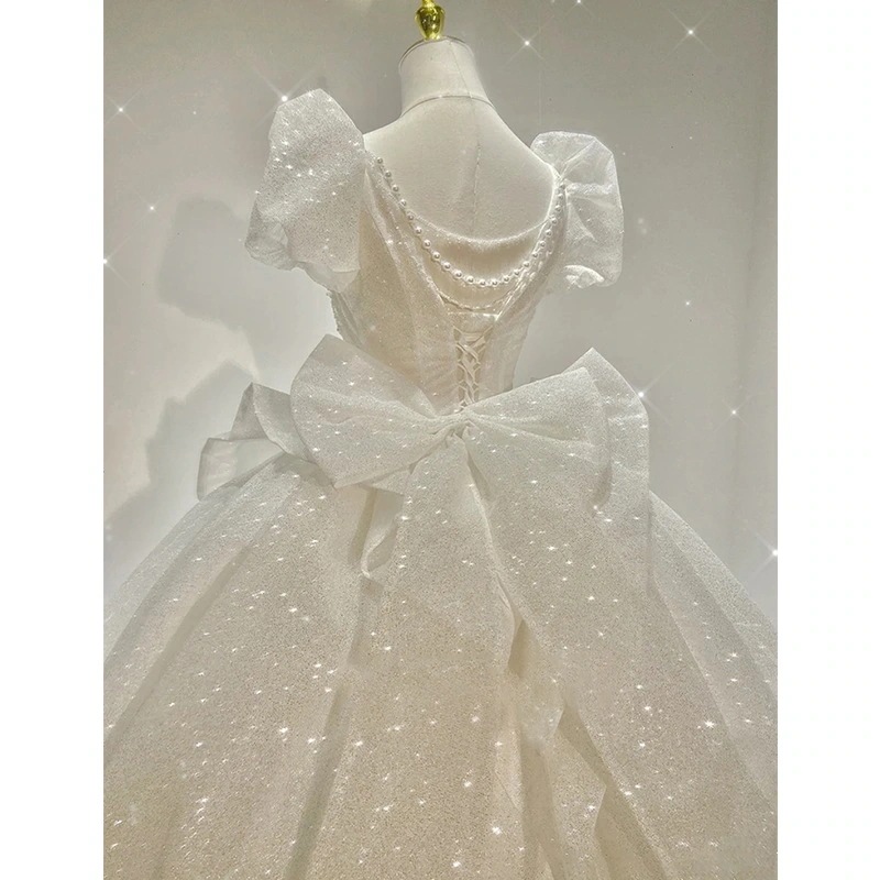 軽やかなウェディングドレス 2025 新作 花嫁のメインベール 女性 小さめ 妊婦 上質 質感 大 星空をなぞる