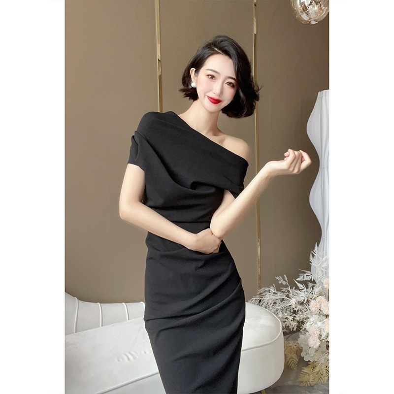 オフショルダー ワンピース ドレス パーティー 4色 タイト オフショルダー ボートネック 無地 ロング 半袖 ホームパーティーアイテム 謝恩会 結婚式二次会 かわいい 大人可愛い きれいめ