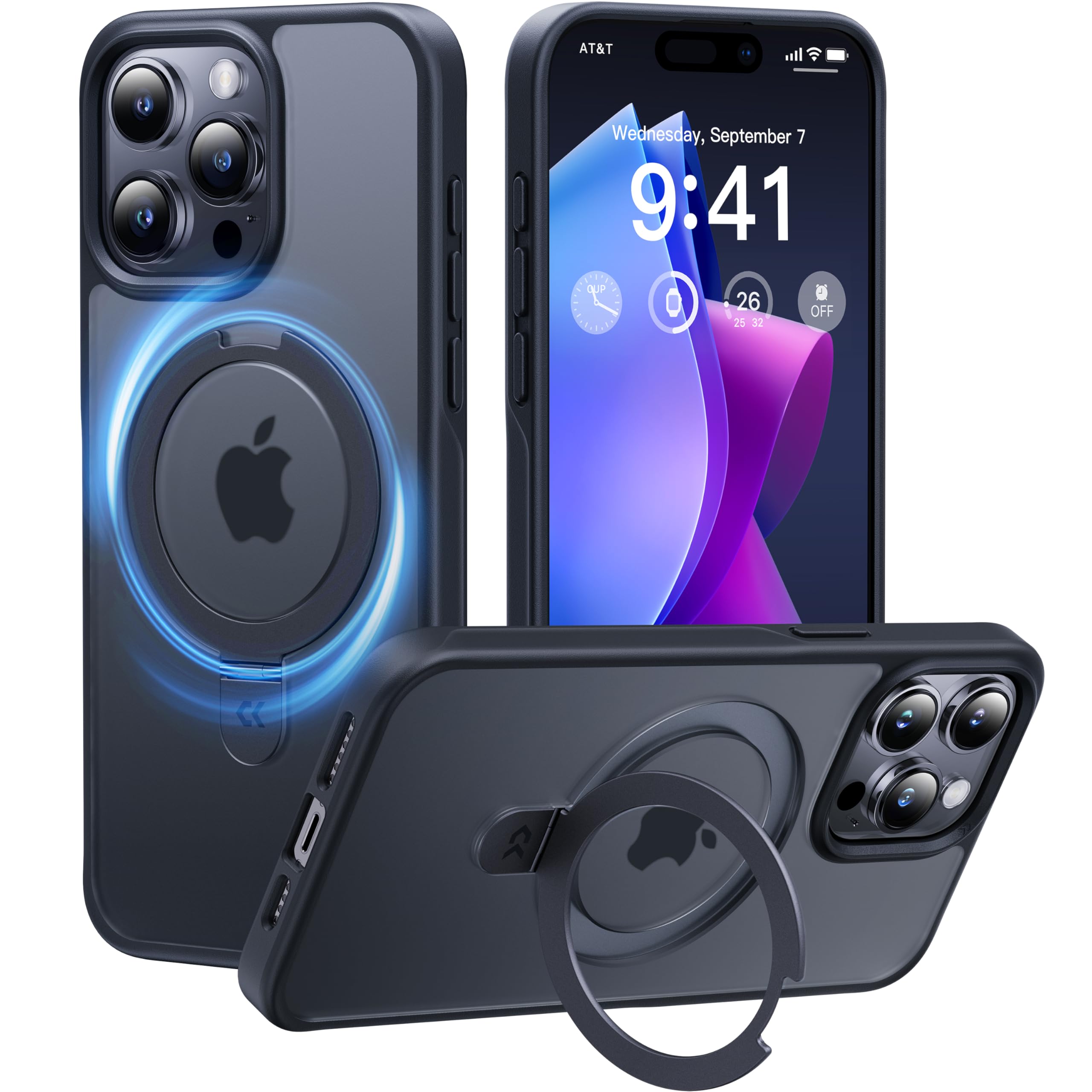 【8年間の技術結晶！4in1超万能モデル】CASEKOO iPhone 15 Pro 用 ケース 米軍MIL規格 耐衝撃 MagSafe対応隠しスタンド 指紋防止 マット仕上げ 黄変防止 薄型半透明