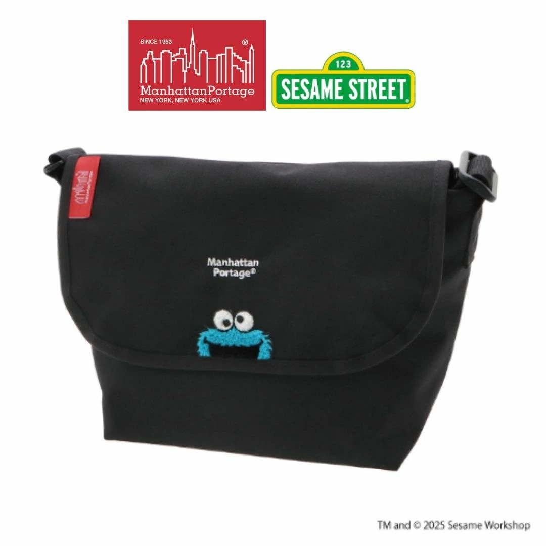 ナイロン メッセンジャーバッグ JR /SM/ BP W/DIV MGNT 500D コーデュラ セサミストリート ブラック 1605-JR-BP-D-MGNT-500CD-SST BLK