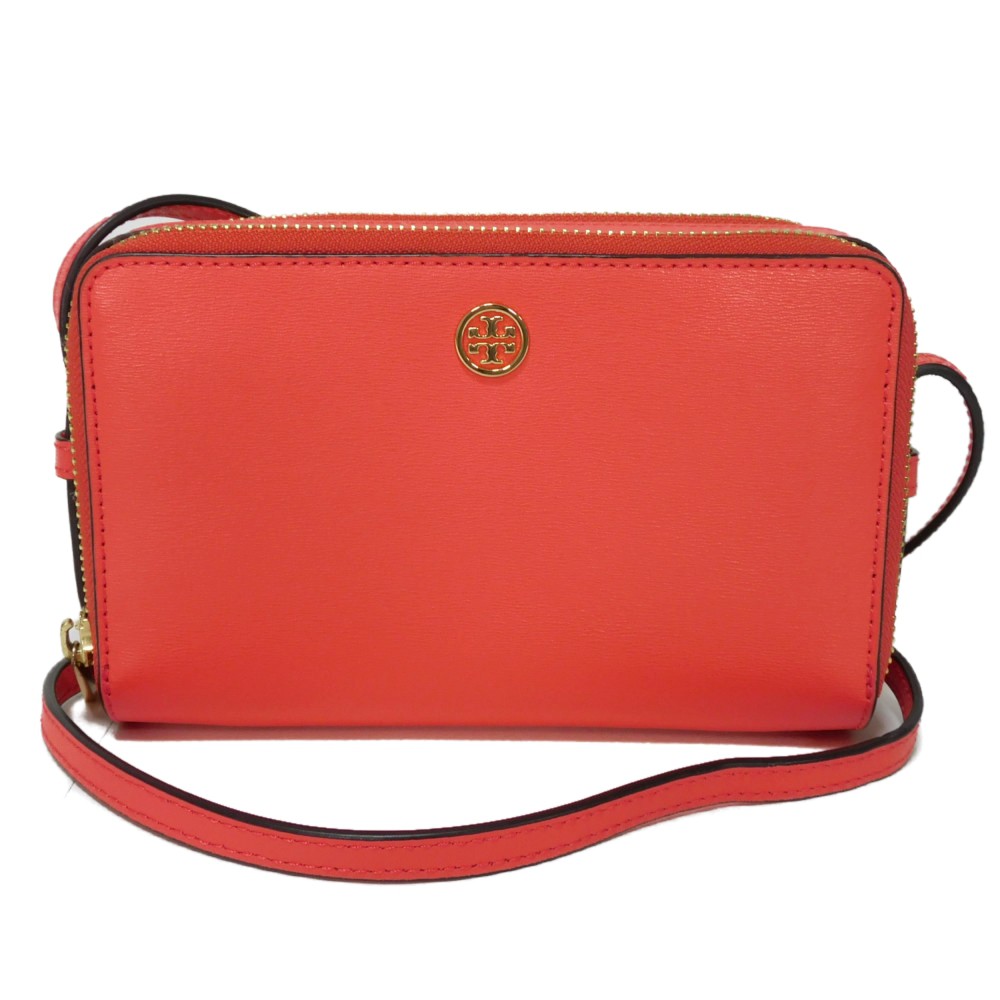 【中古】 ショルダーバッグ サフィアーノ ピンク ポシェット パーカー ダブルジップ ミニバッグ ダブルT ロゴ 50665