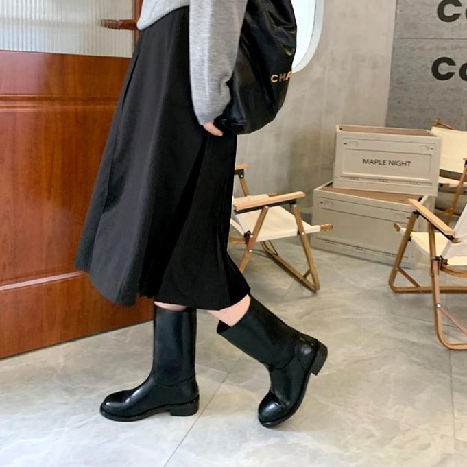 厚底ブーツ ４CM ショート 2025秋冬新作 インソールブーツ中筒 パンツブーツ 4,868円