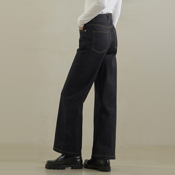 (PT-5473)Selvedge wide brushed denim pants