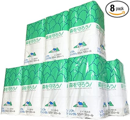 ケース販売 森を守ろう! トイレットペーパー シングル 55m 12ロール × 8パ