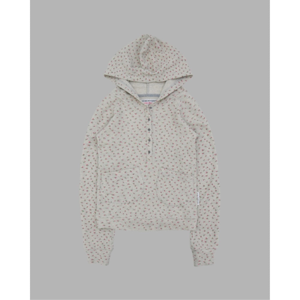 THE MUSEUM VISITOR FLOWER WAFFLE HOODED TSHIRT OATMEAL G