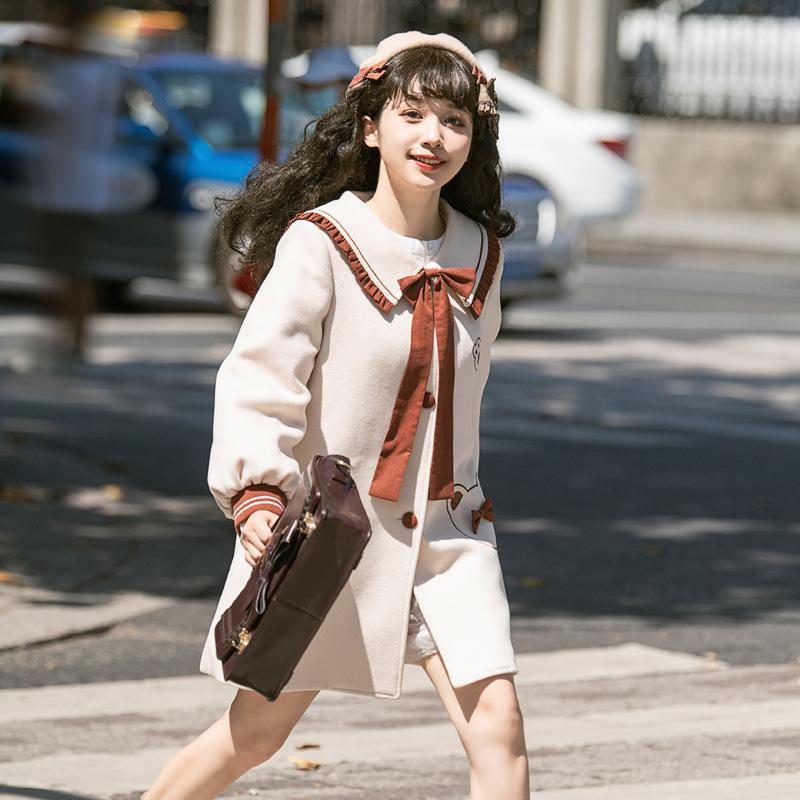 コート ロリータ アウター JK セーラー服風 秋冬 制服 Lolita テディベア くまちゃん 学園風 女子高生 クラシカル
