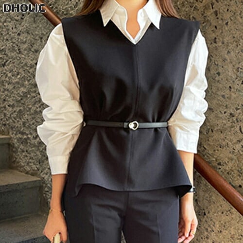 ジップアップVネックスリムベストベルト付・1950875