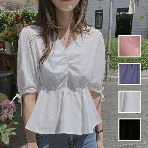 ブラウス シャツ 韓国 ファッション レディース 春 夏 秋 カジュアル コーデ シンプル 定番 セレカジ 20代 30代 40代 2025 渋色 ギャザー チュニック風 ハイウエスト 4,991円