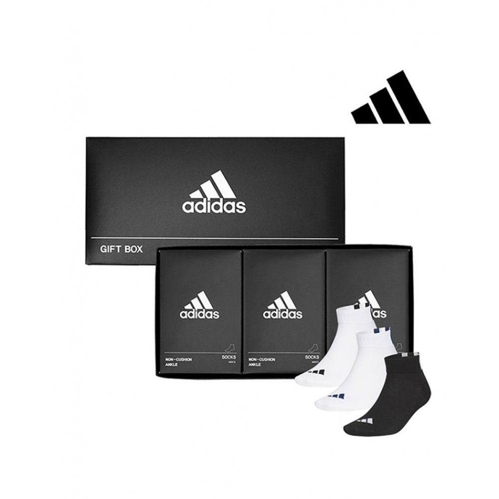 アディダスゴルフ 3ラインスポーツアンクルソックスユニセックス 3パックギフトセット IF88203