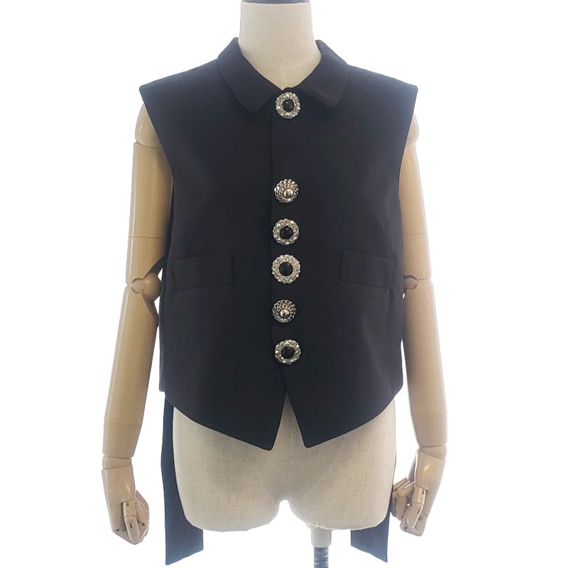 ジュエルボタンウエストコート ジレ 1AFO38 ベスト サイズ38 ブラック/180460【中古】