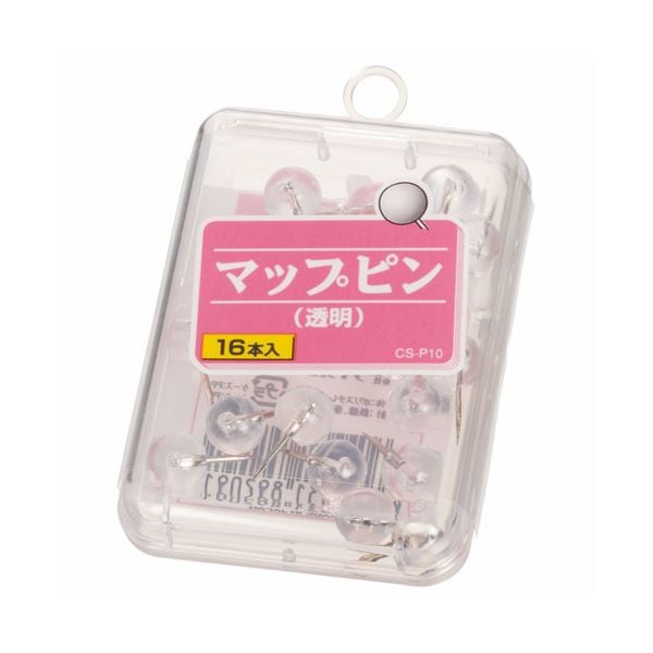(まとめ) ライオン事務器 マップピン針長さ10mm 透明 CS-P10 1箱（16本） (×50セット)