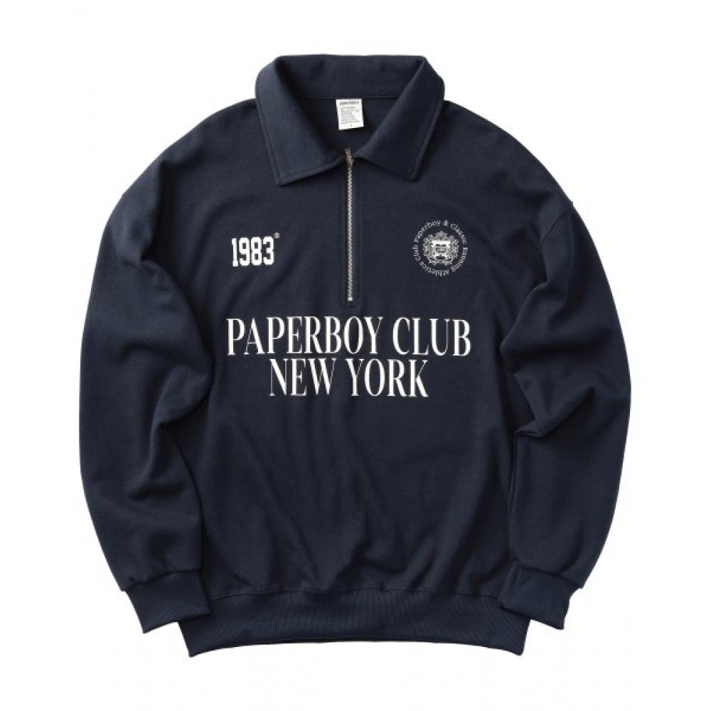 ペーパーボーイスポーツクラブハーフジップアップ-ネイビー
