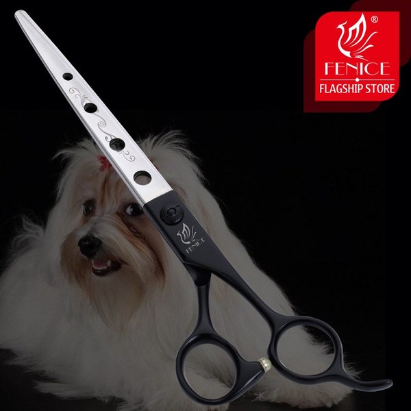 Fenice 7.25インチペットグルーミングはさみストレートカットはさみ犬髪のグルーミングはさみ日本440C 7.25
