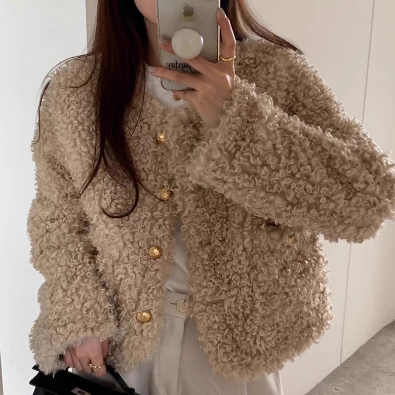 大人気 ゆったり ラウンドネックファーコート