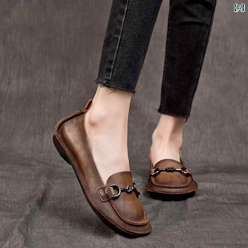 革靴 レディース おしゃれ プラウ レイヤー 牛革 ソフト ソール ビーニー シューズ 快適 ローファー 浅い口 シングル シューズ