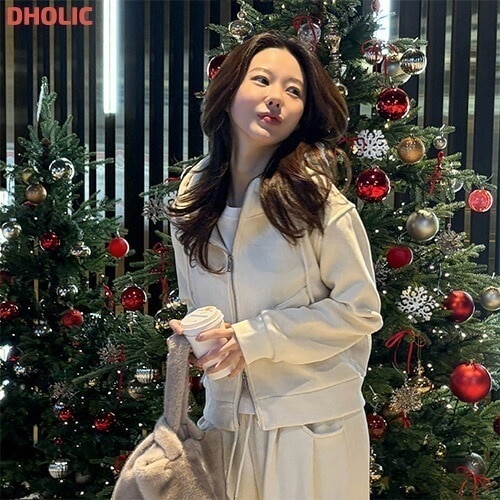 [メガ割りSALE]エコファー裏地ハイネックジップパーカー&パンツSET