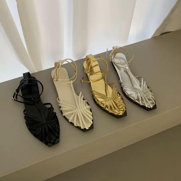 【期間限定】細ストラップ サンダル ローヒール フラットシューズ ビーチサンダル クロス Tストラップ 【ashss24-464】【予約販売：15-20日】宅込