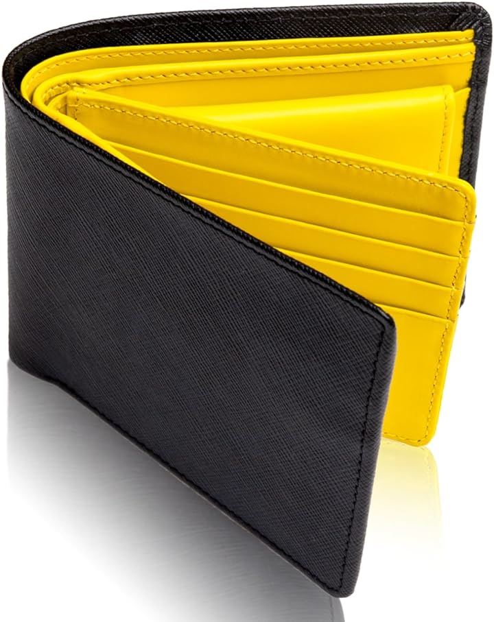 財布 メンズ 2つ折り カード17枚 二つ折り 本革 プレゼント 二つ折り財布 8( イエロー)