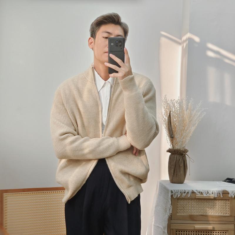 メンズ ファッション 服 男性用 オシャレ シンプル 大人 かっこいい 大きいサイズ ストリート 紳士服 ハーフ タートルネック スリム ニットカーディガン ジャケット カジュアル 長袖 無地 セータ