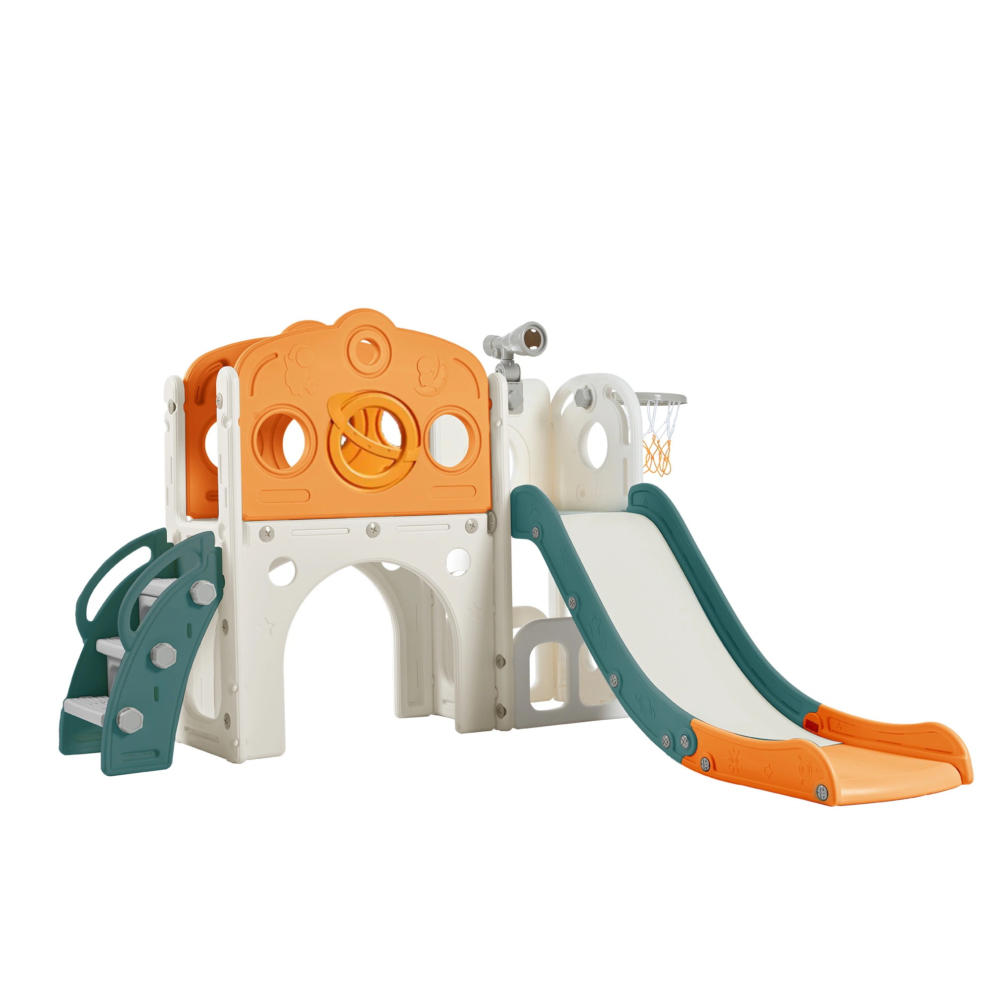 1590滑り台 バスすべり台 バスケットゴール ボール遊び 室内 遊具 室内遊具 大型遊具 すべりだい 屋内 家庭用 子供 キッズ 男の子 女の子 誕生日 プレゼント【オレンジ+グリーン】