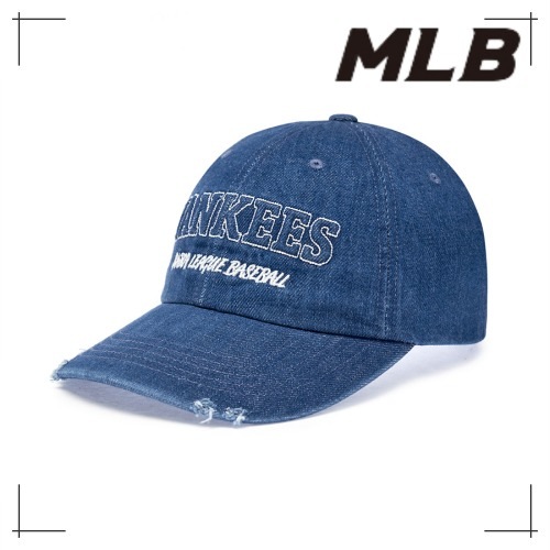 MLB公式 キャップ Denim embossed ball cap NY (L.Blue)