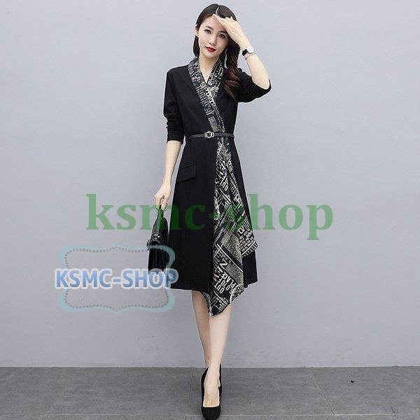 ワンピースレディース4020きれいめ春服長袖マキシワンピースロング丈VネックチュニックAラインドレス大きいサイズおしゃれ着痩せ上品通勤30%までに制限