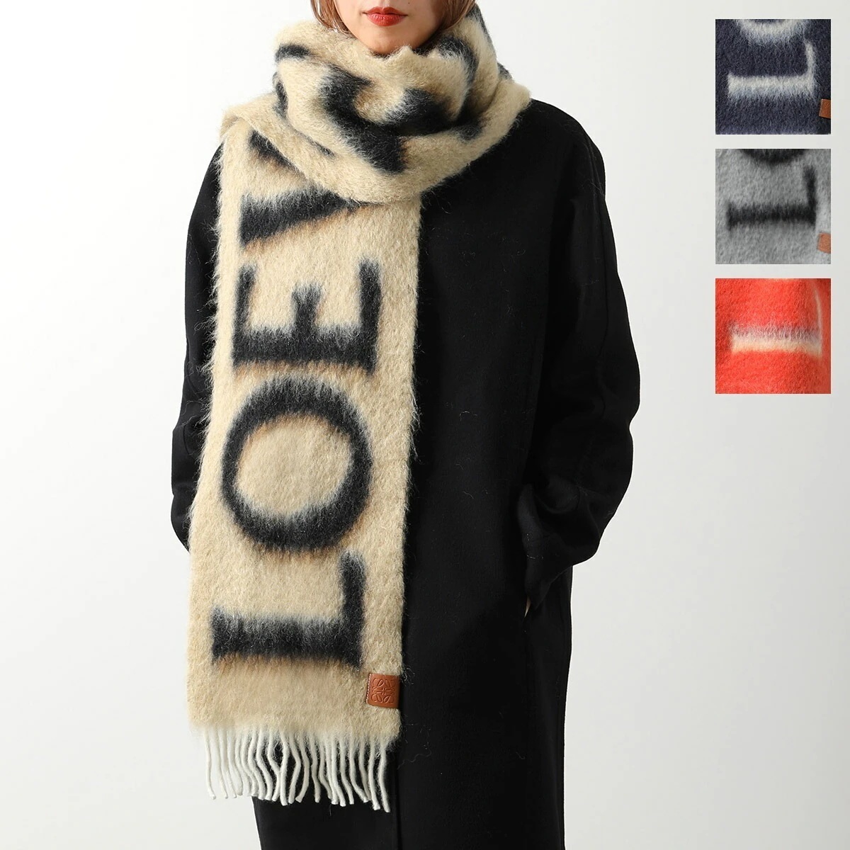 LOEWE ロエベ マフラー F811257X03 レディース モヘア ウール ロゴ アナグラム フリンジ ストール カラー4色